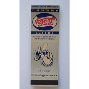 Pepsi Cola Matchbook Cover Walt Disney No 16 Boxing Bee USS Hornet Navy 1940s